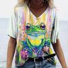 T-shirt da Donna Rana e Fiori Stampa Outdoor Retro Moda Casual Oversize T-shirt Estiva Donna Tshirt