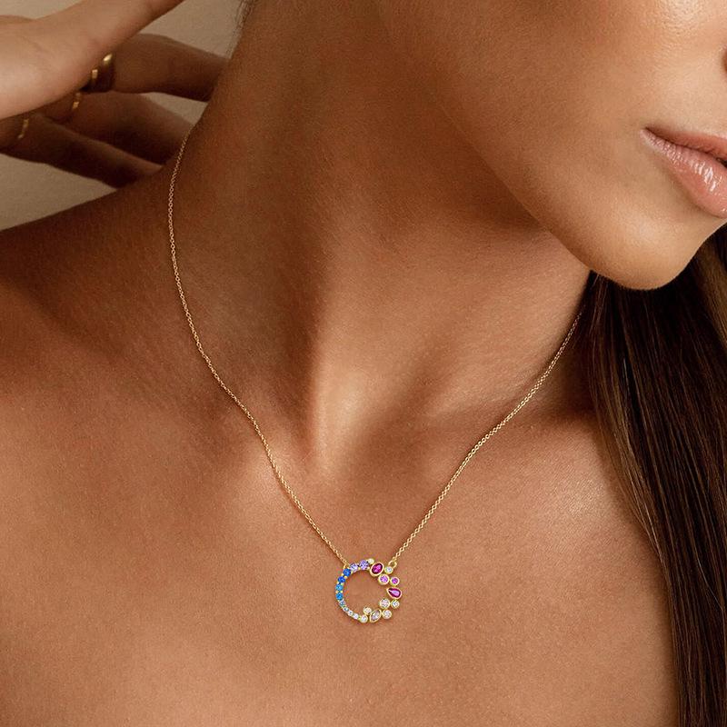 European & American S925 Sterling Silver Zircon Circle Necklace – Personalized Clavicle Chain Accessory