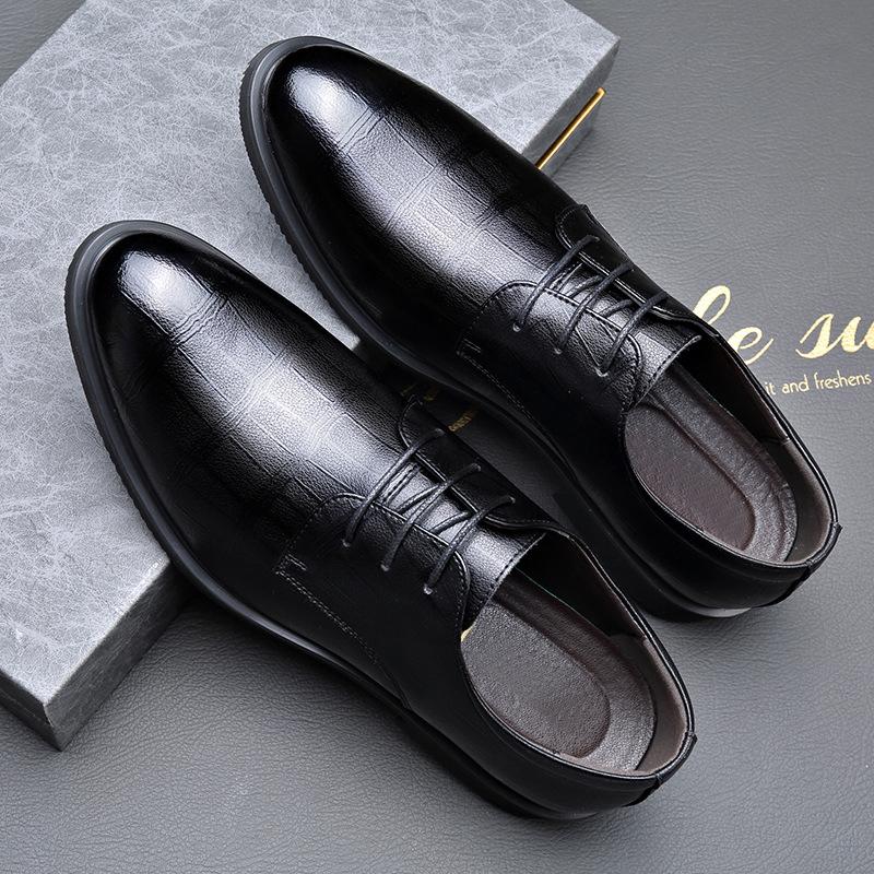 Low-top lace-up business leather shoes men's business heightening shoes men's formal leather shoes attendance office men's shoes