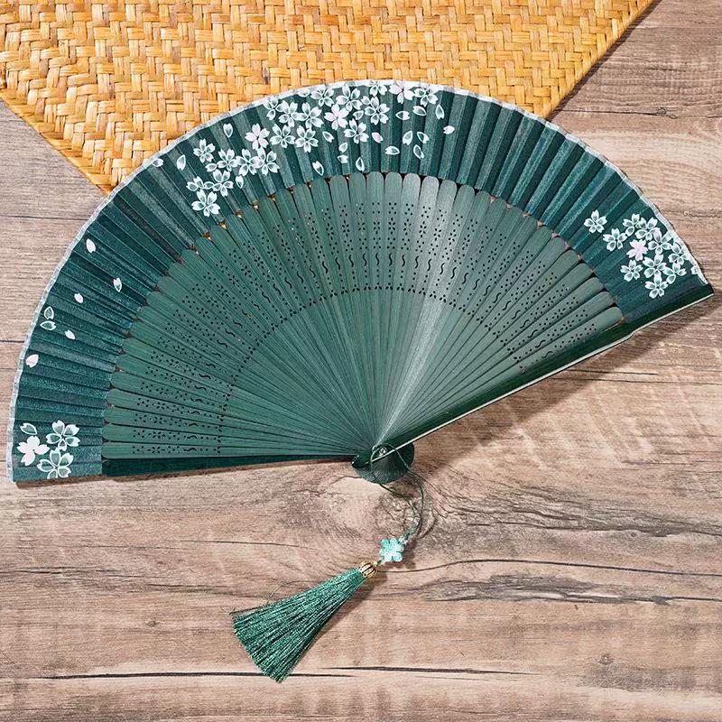 New Chinese-Style Traditional Folding Fan for Dance, Hanfu, and Cheongsam, with Hollowed-Out Craftsmanship and Small Fan Bones