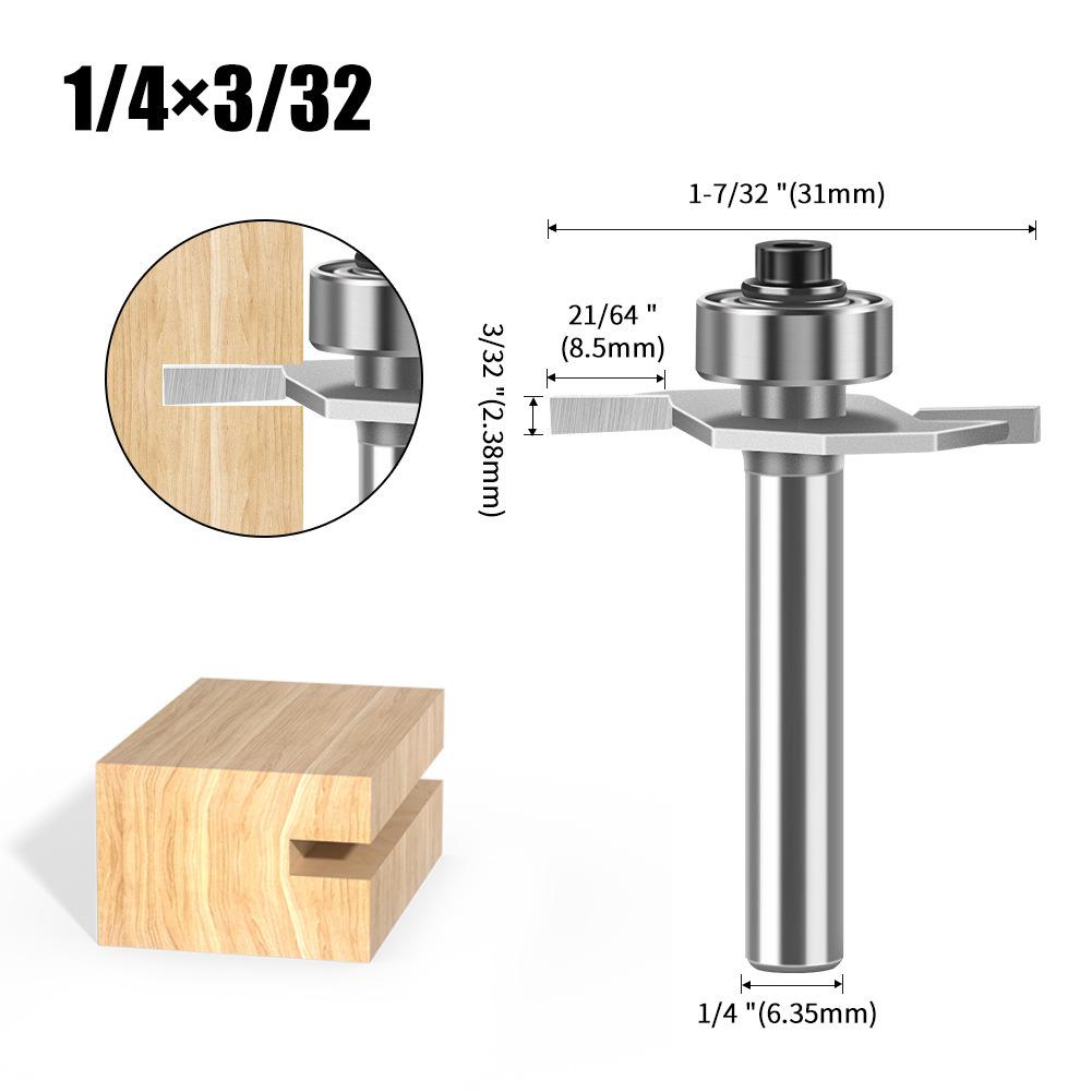 1/4 Schaft 1/2 Schaft Kugel T-Fräser Holzbearbeitung Fräser Nutfräser Kerbenfräser 2-in-1 Nutfräser Begonienwinkel Fräser