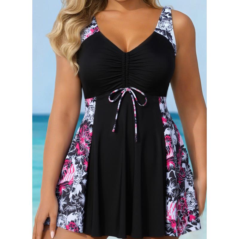 2026 Plus Size European & American Two-Piece Bikini Set with Skirted Bottoms for Women