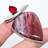 Natural Bloodstone, Garnet 925 Sterling Silver Jewelry Pendant 2.40" k7J04