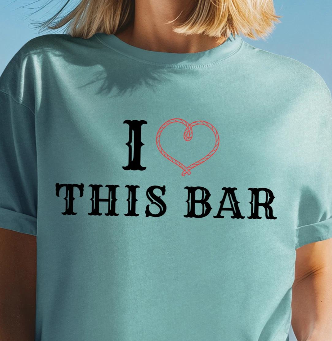 I Heart This Bar T-Shirt | Bar Love Logo Tee, Drinking Shirt, Night Out Tee L