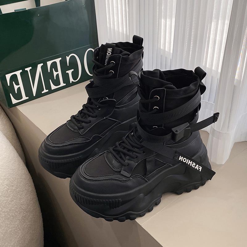 2025 Frühling Europäische Damen Martin Boots - 8cm Innensohle, Dicke Sohle, Atmungsaktive High-Tops, Vielseitige Stiefeletten