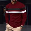 Plus Size Men's Color Block Crew Neck Long Sleeve Base Layer Pullover for Autumn & Winter