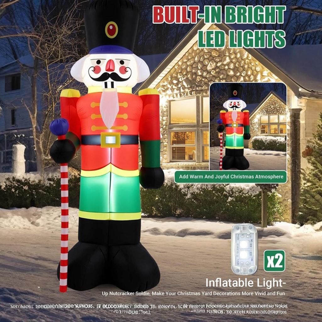 Nutcracker Inflatable Outdoor 8ft Waterproof LED Lights Decor Christmas Outdoor Inflatables For Family Friends Indoor Party