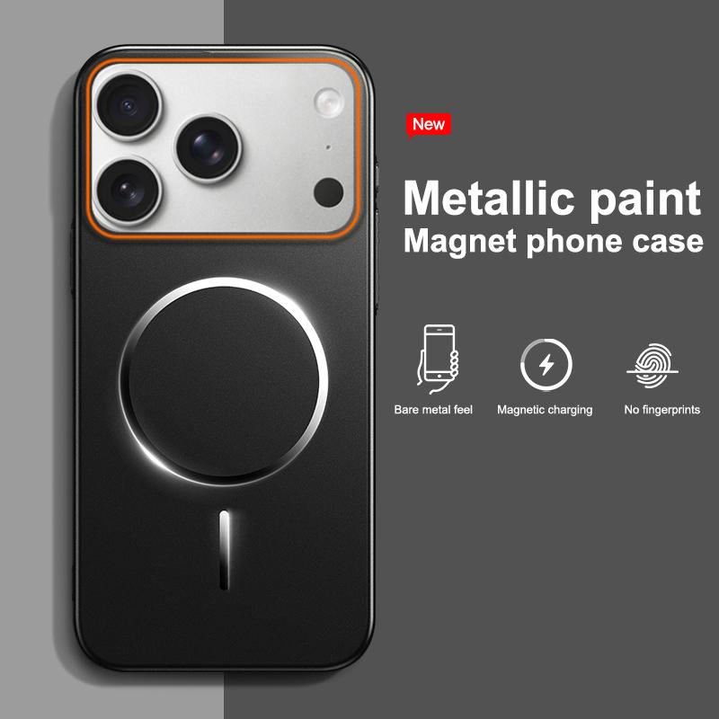 Matte Metallic Paint Wireless Charging Magnetic For Magsafe Case For iPhone 17 16 15 14 13 12 Pro Max Air Shockproof Hard Cover