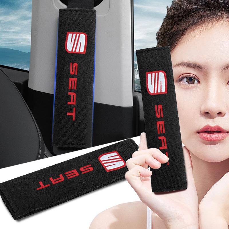 2Pcs Car Seat Shoulder Belt Cover Protector Pad Auto Accessories For SEAT Leon 5F Ibiza 5 6 MII Altea Toledo 3 Cordoba Alhambra