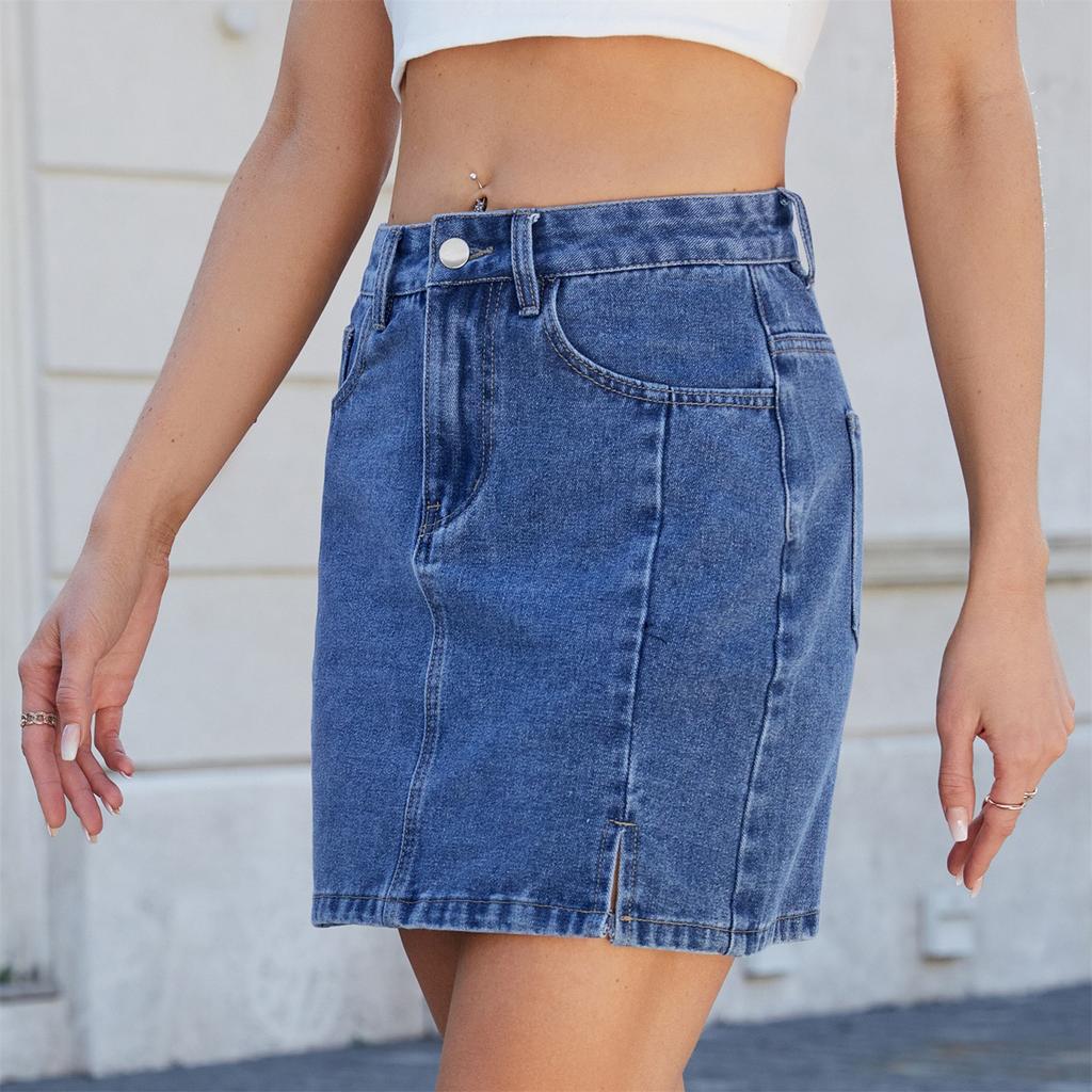 Women's Wash Fashion Split Denim Wrap Hip Skirt
