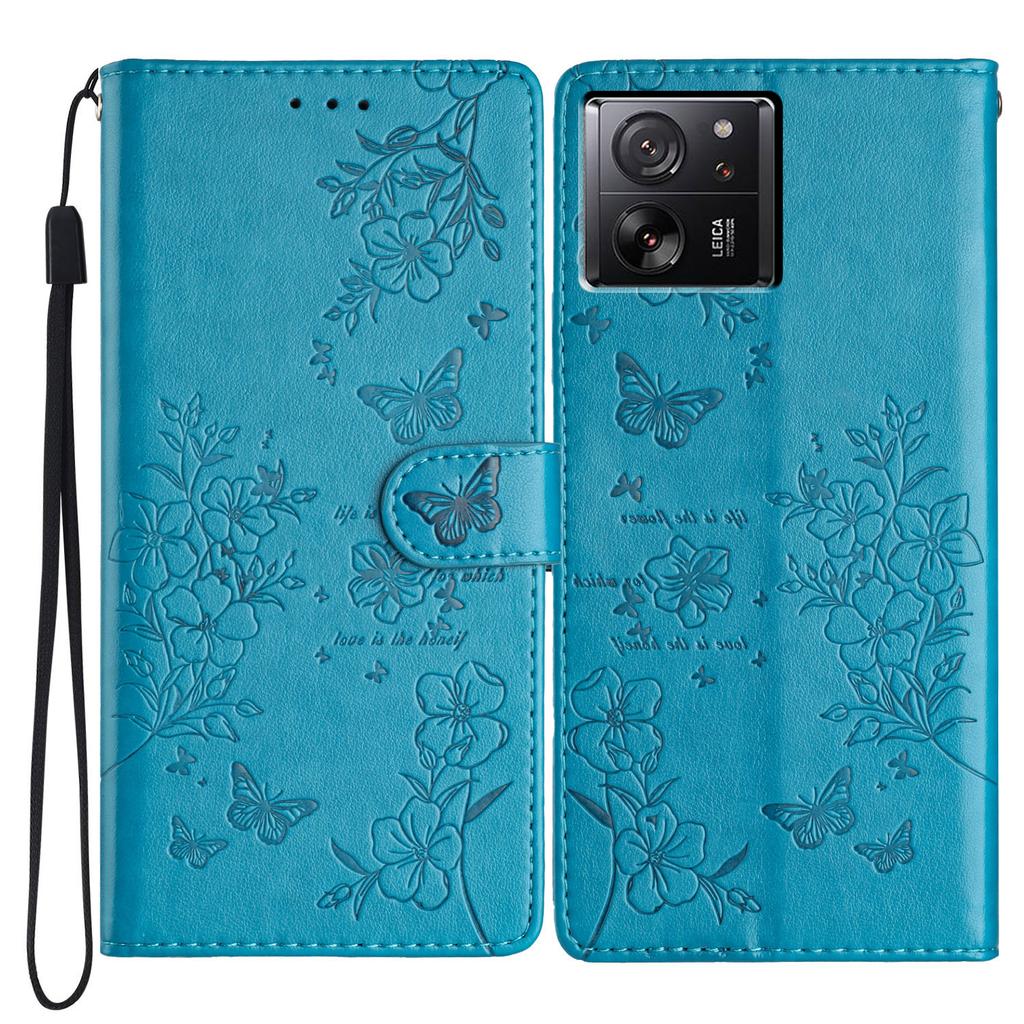 For Xiaomi 13T/13T Pro/Redmi K60 Ultra Stand Case Butterfly Floral Imprint Leather Phone Cover