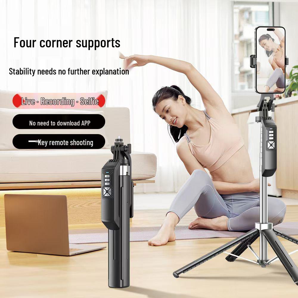 Multifunctional P18TK Bluetooth Selfie Stick with Anti-shake and One-Key Pop-up Four-Legged Stand
