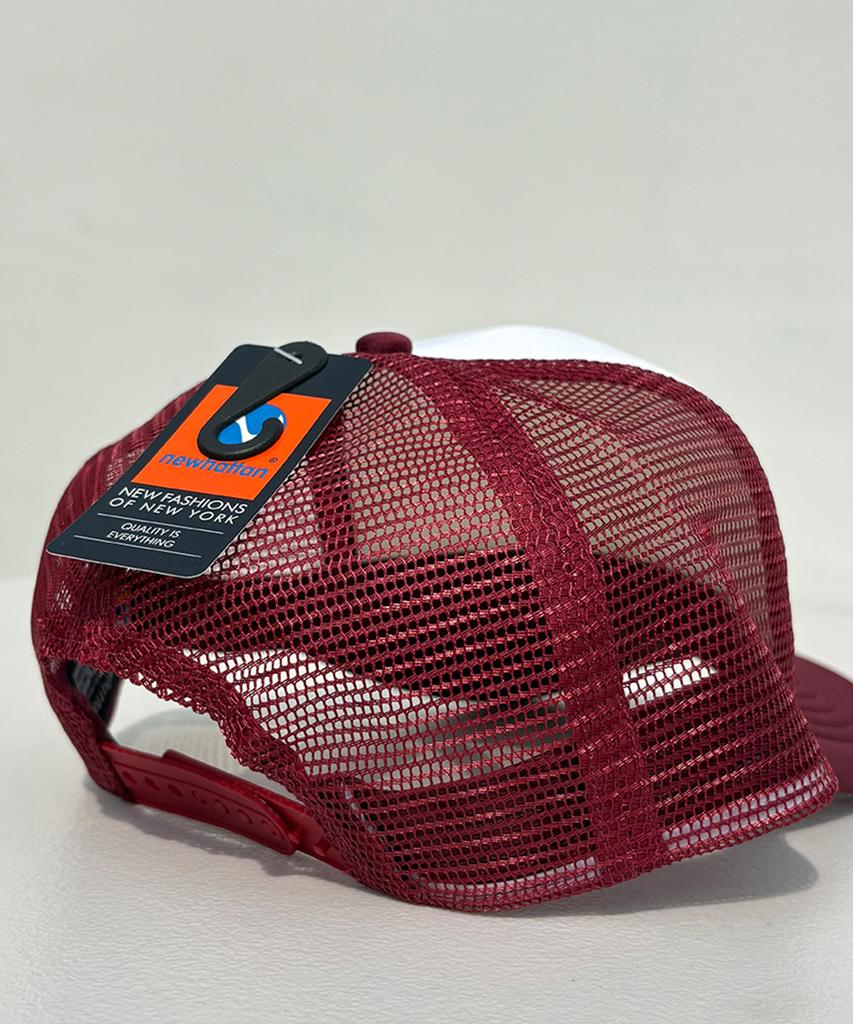 Nyuhaeteun Poly Mesh Cap (White/Burgundy)