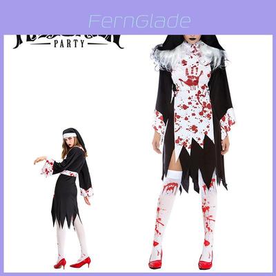 Scary Halloween Horror Nun Ghost Cosplay Costume For Women