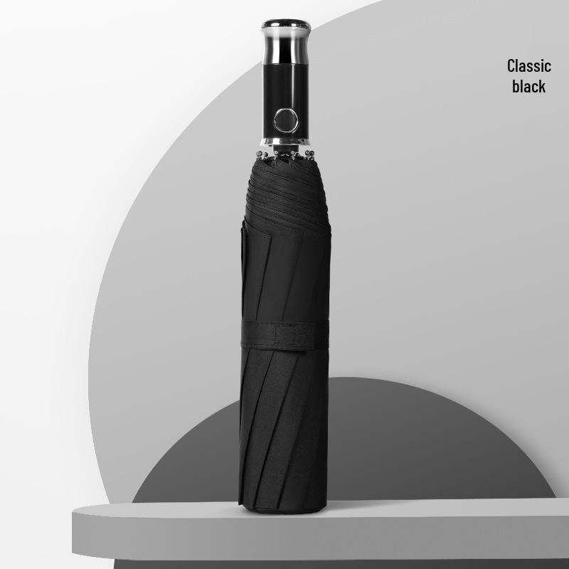 Dual-Use Automatic Umbrella for Men & Women: Sun & Rain Protection with black glue sunshade. Customizable with printed logo, fits two people.