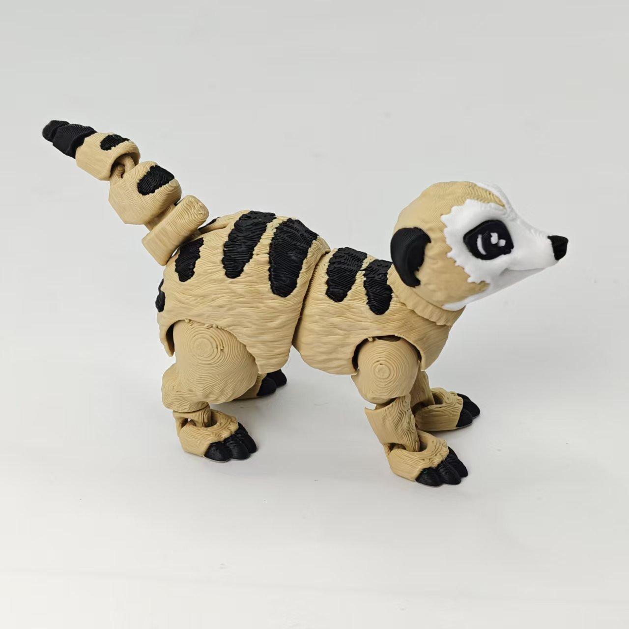 3D Printed Meerkat Toy Joint Movable Simulation Wildlife Animal Meerkat Model Home Decor Office Ornaments Kids Birthday Gifts