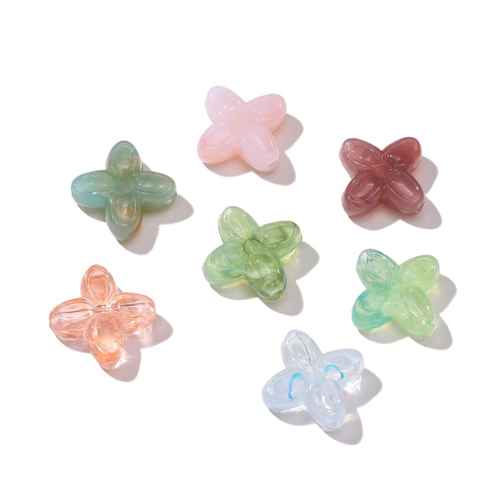 10pcs/Lots Colored Acrylic Flower Shaped Beads Spacer Loose Beads for DIY Necklace Bracelet Phone Chain Jewelry Making Supplies