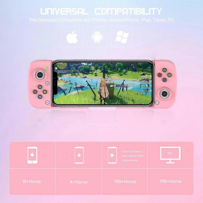 D3 Telescopic Game Controller Joystick Bluetooth-Compatible5.0 for PUBG (Pink)
