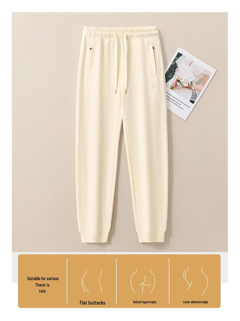 GAGN Women's Pure Cotton Thin Harem Sports Pants - Petite Spring/Autumn Straight-Leg Cuffed Sweatpants (2025)