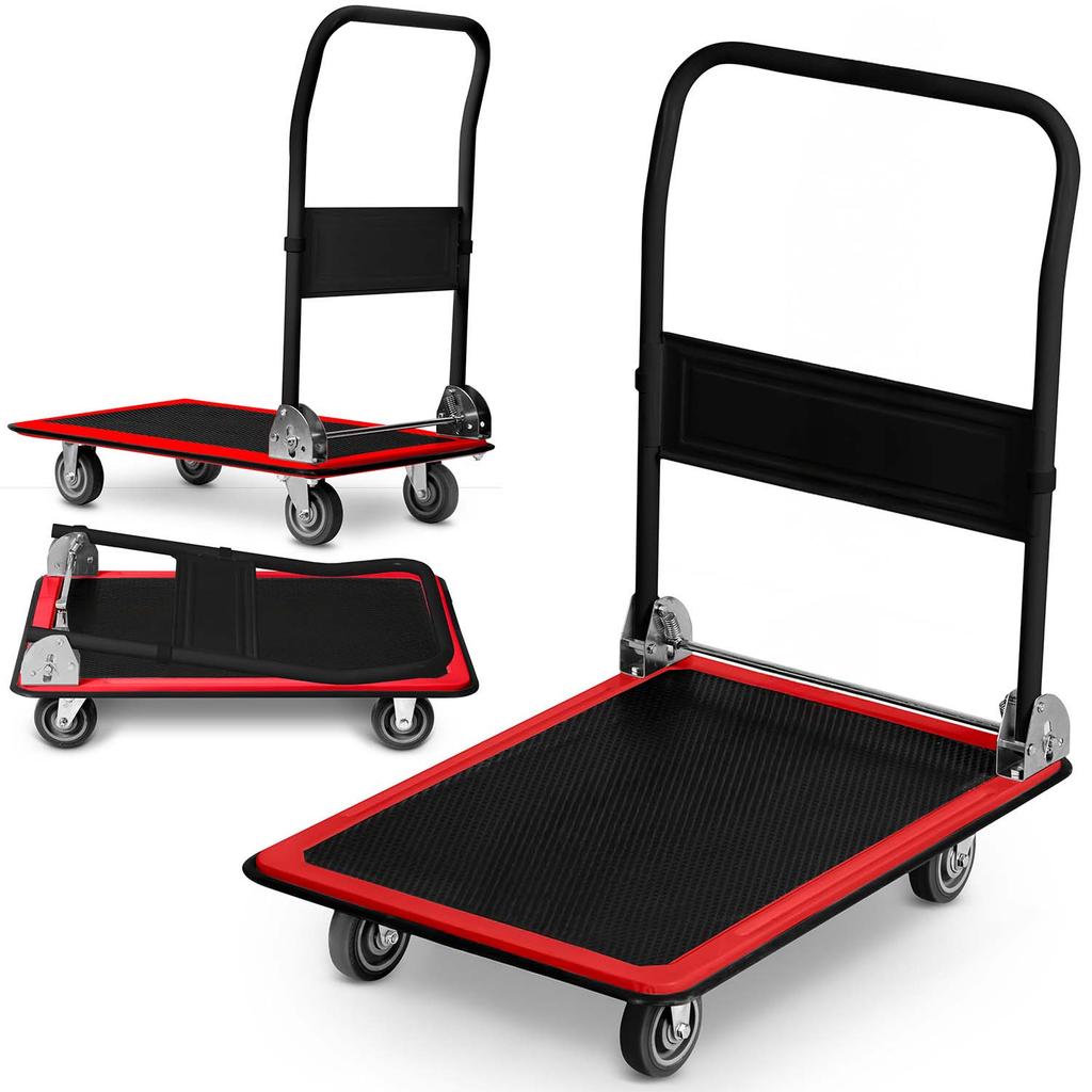 Hm-506 Black And Red Platform Transport Trolley