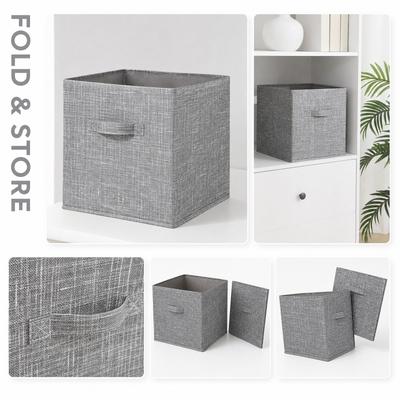 Foldable Storage Bin with Handle Non Woven Fabric Collapsible Organizer Box for Home Office Closet Storage and Toys