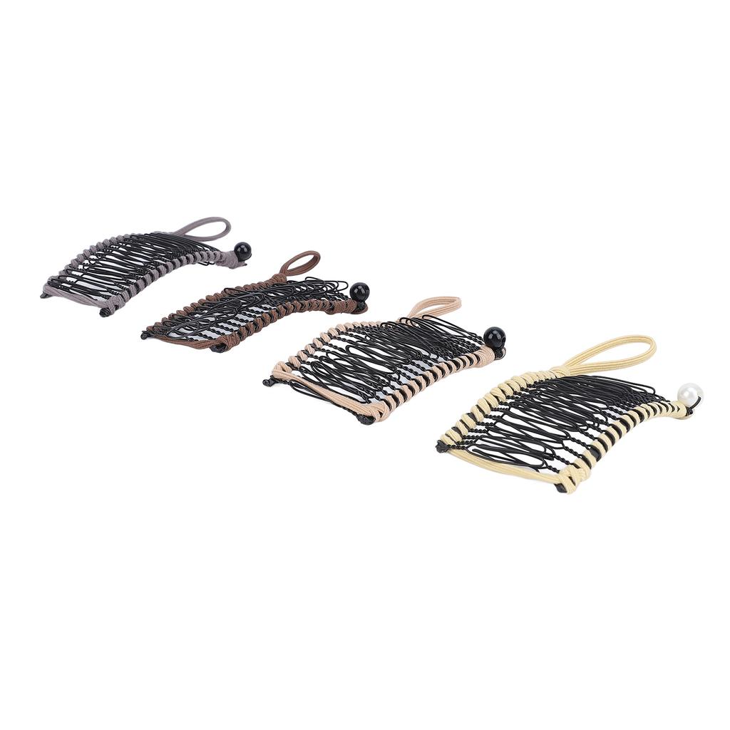 4pcs 20 Teeth Stretch Banana Comb Clincher Light Brown Gray Yellow Dark Brown Hair Banana Clips for Curly Thick Wavy