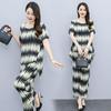 Women's Plus Size Summer Tie-Dye Cotton Linen Suit: Irregular Hem Top & Wide Leg Pants Two-Piece Set