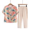 Elderly Women's Summer Floral T-Shirt & Pants Set