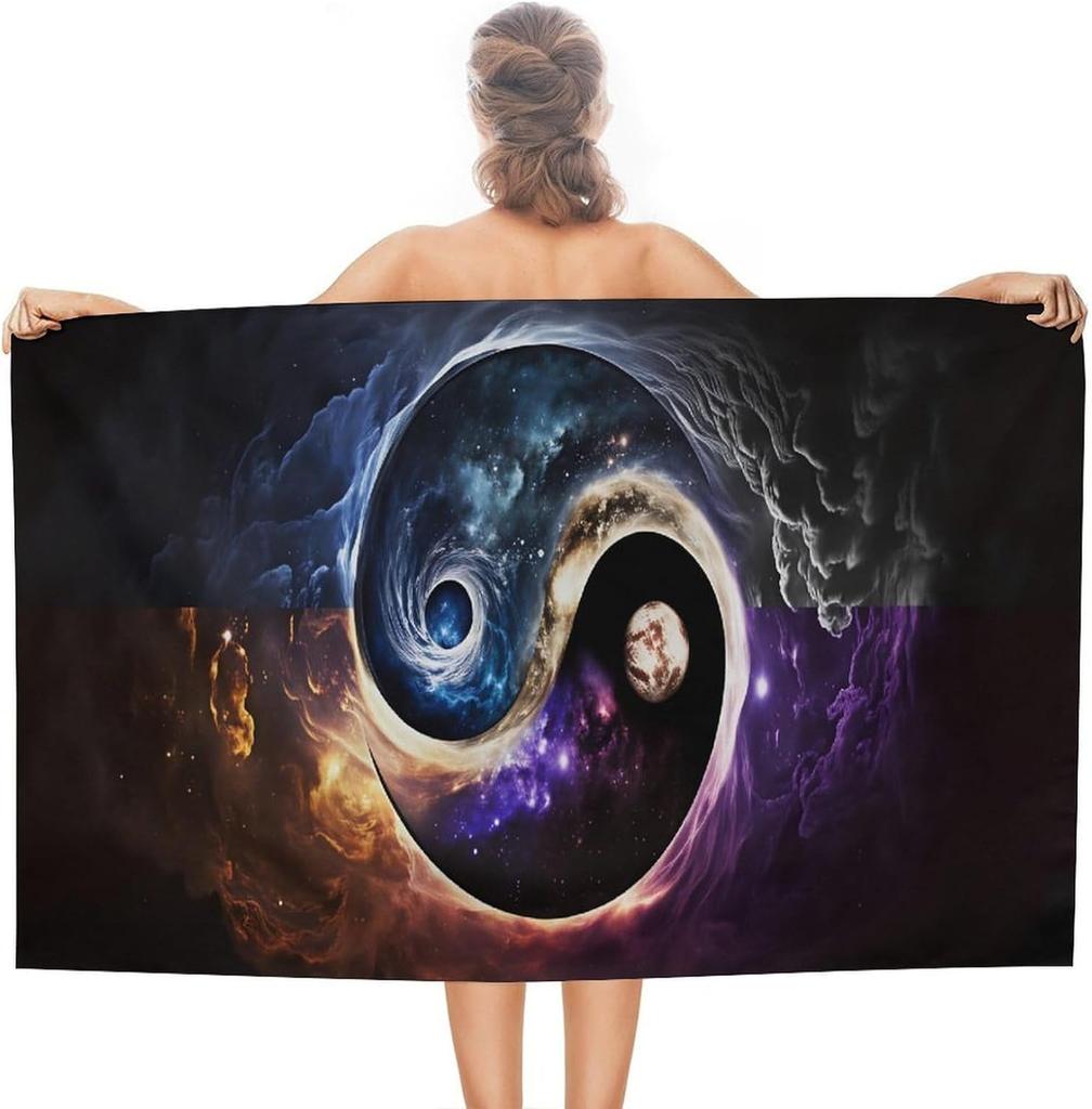 Yin Yang Plum Blossom Oversize Beach Towel Absorbent Quick Dry Blanket Sand Free Accessory for Pool Travel Yoga Picnic Sport