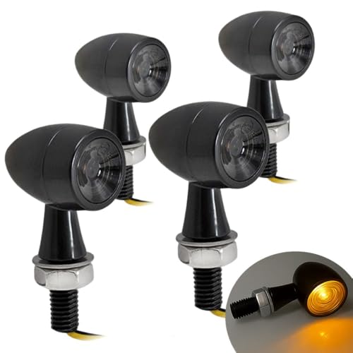 one+lifestyle Motorcycle LED Turn Signals, Bullet-Shaped, High Brightness, Compact, Set of 4, M8 Universal (Smoke)