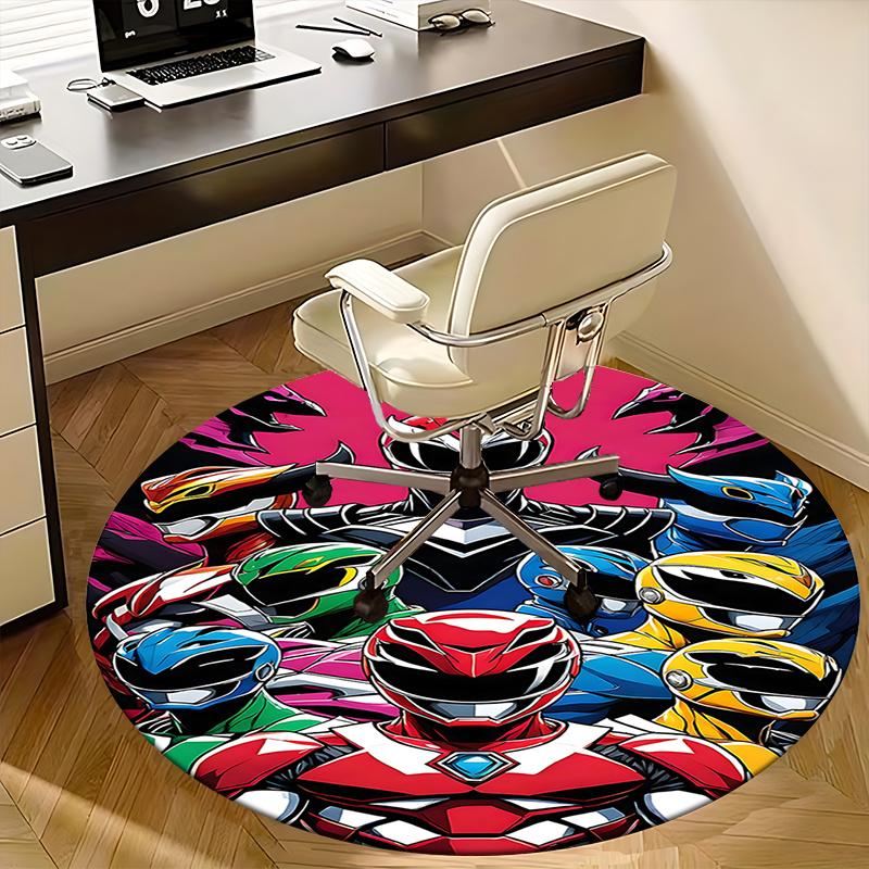 Power Rangers Chair Mat - Round Carpet for Home Decor, Office Use, Living Room, Bedroom, Gift Idea0282b