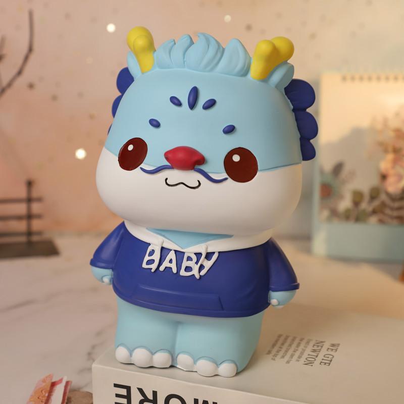 The Year of the Loong Piggy Bank, Plastic Lined, Shatterproof, Reusable, Cartoon Piggy Bank, Tabletop Decoration, Doll Gift
