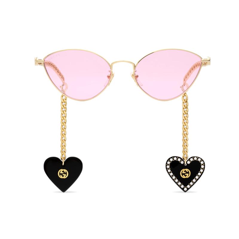 

GUCCI Heart Pendant Cat s Eye Sunglasses Pink розовый