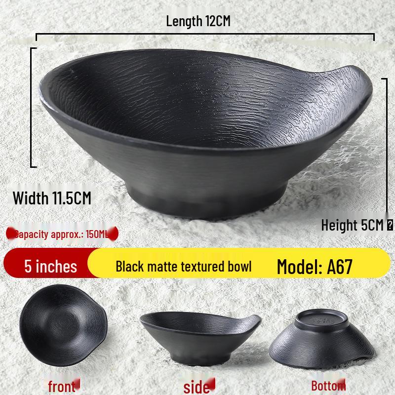 Black Matte Melamine Rice & Dipping Sauce Bowl for Restaurants, Hotels, Hot Pot, and Malatang.