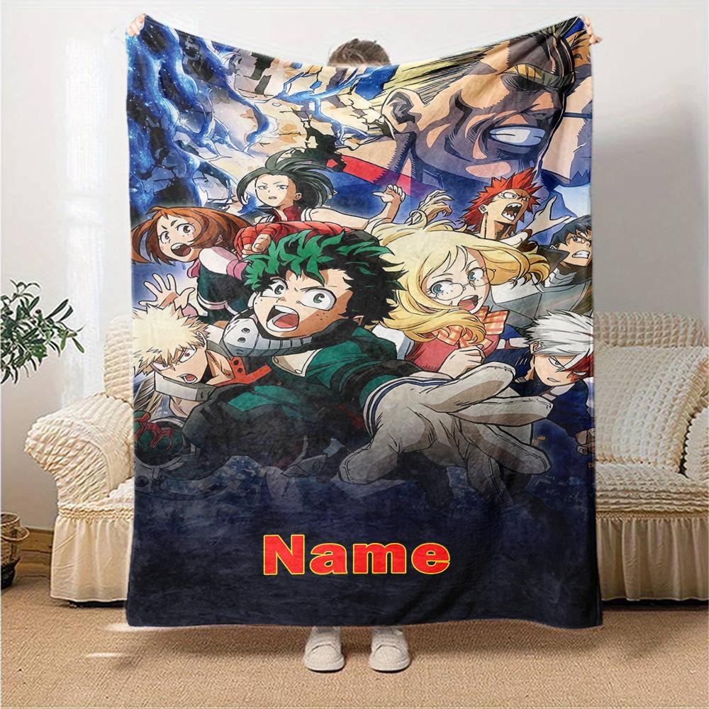 Custom Name My Hero Academia Theme Printed Blanket - Perfect for Couch, Bed, Travel & Outdoor Use | Machine Washable, Cozy & Durable.