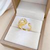 Real Gold Light Luxury Flower Full Diamond Ring Opening Adjustable Simple Jewelry Japanese Ring Couple Ring