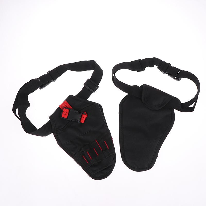 Oxford Fabric Tool Pouch with Buckle Closure, Multi-Pocket Electrician Utility Bag for Hand Tools & Power Drill