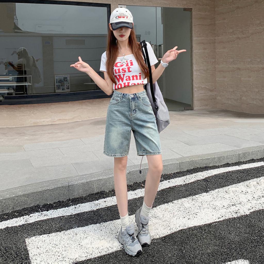 Sommer-Jeansshorts Lässig Locker Arbeitskleidung Amerikanischer Retro Dünne Jeans High Street Trends