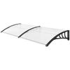 Front Door Canopy Outdoor Awning Aluminium Rigid Plastic Polycarbonate Rain Shelter UV Water Rain Resistant 75 X 195 Cm White