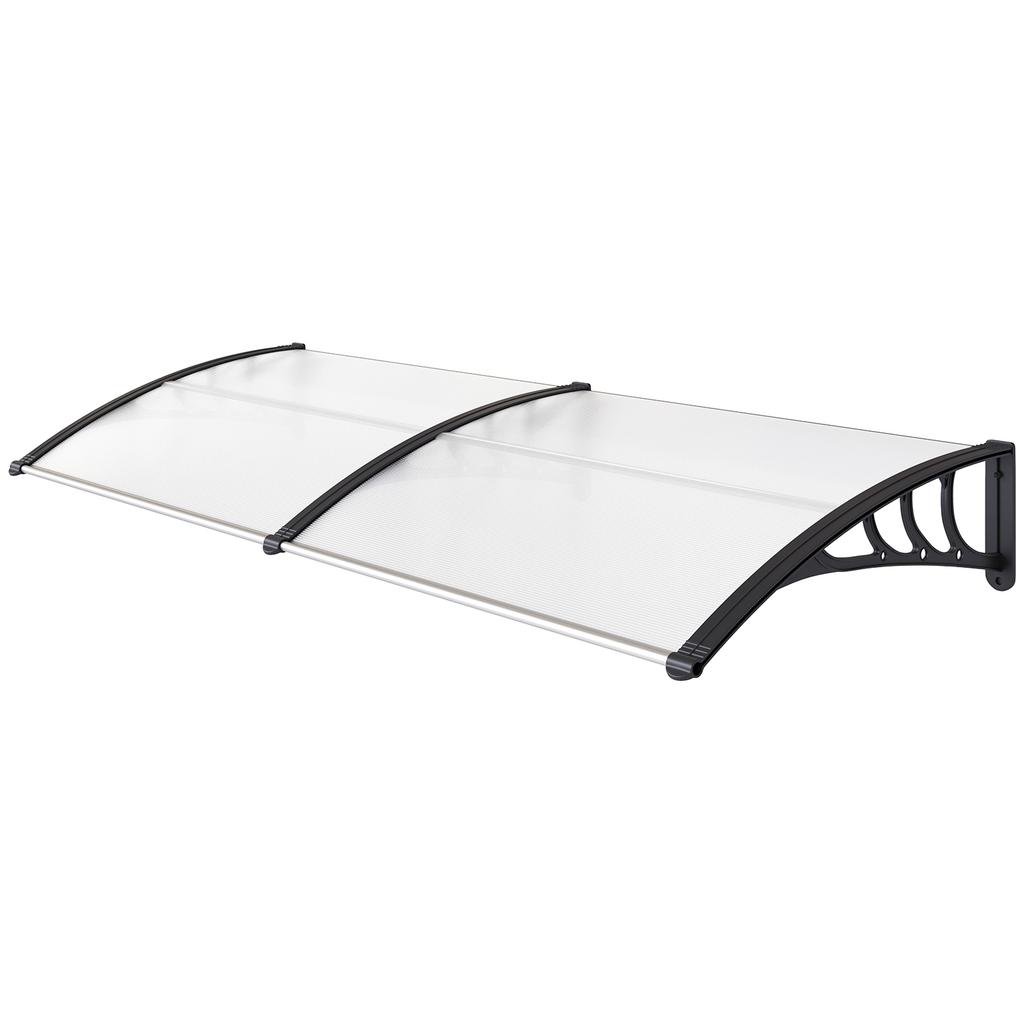 Front Door Canopy Outdoor Awning Aluminium Rigid Plastic Polycarbonate Rain Shelter UV Water Rain Resistant 75 X 195 Cm White