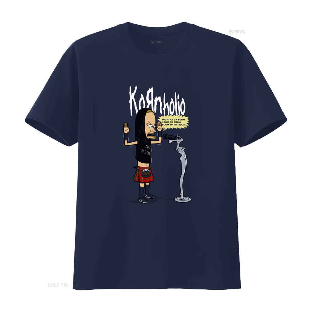 Funny 90s Korn Metal Band Cartoon Parody T Shirt for S 5XL Vintage Washed Slightly Casual Homme Comfortable Stylish Soft