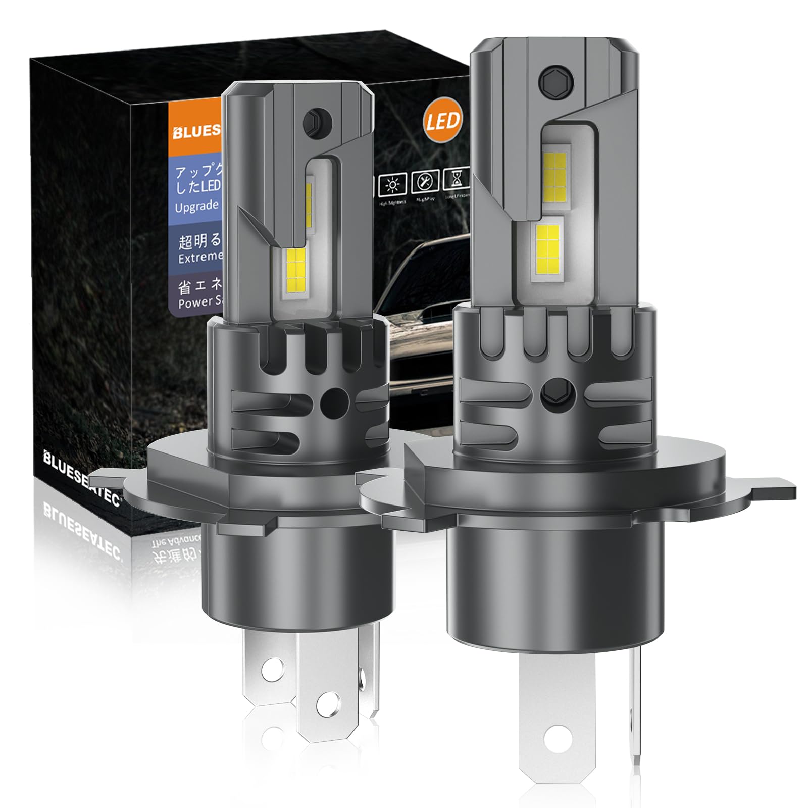 

BLUESEATEC H4 HI/LO LED Headlight, Mini Size, Compatible with Vehicle Inspection, HI/LO Switching, 40 H4 белый