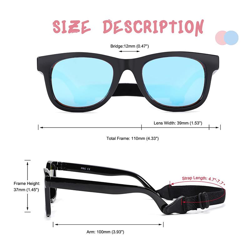 Flexible Polarized Baby Sunglasses with Adjustable Strap for Toddler Newborn Infant Age 0-24 Months
