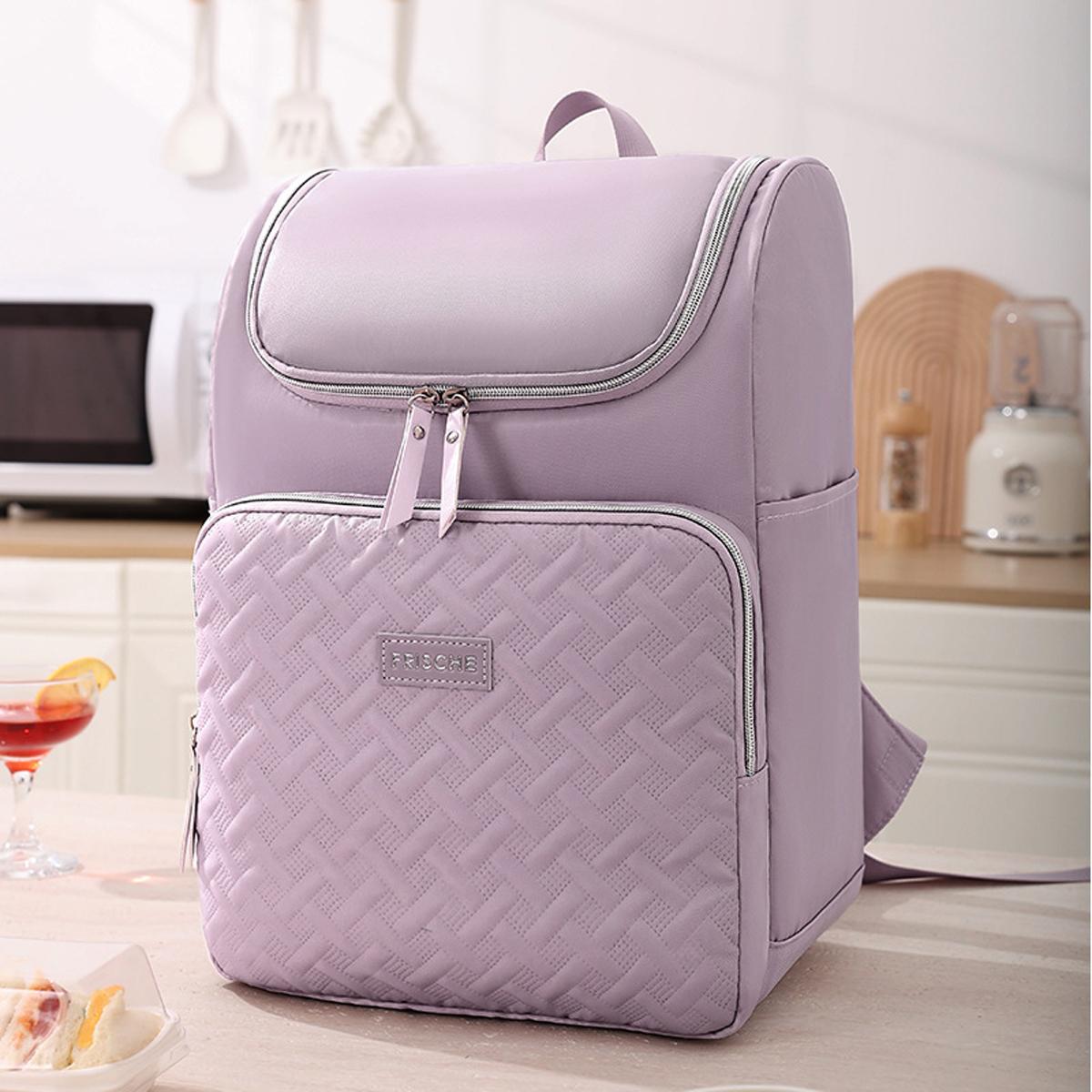 

Модный рюкзак 17 л, термосумка для еды, рюкзак с изоляцией большой вместимости - идеально подходит для кемпинга и пикников, прочный полиэстер фиолетовый