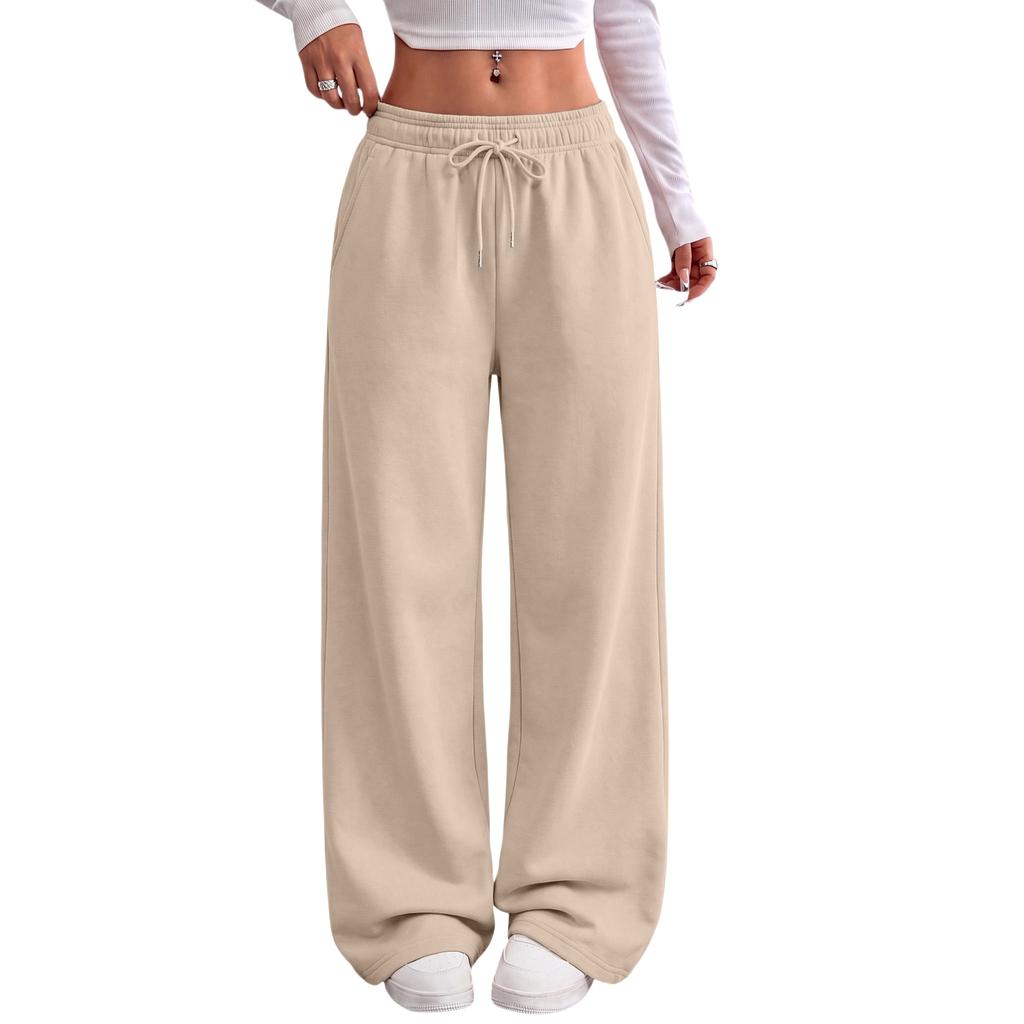 Damen Locker geschnittene Wide Leg Jogginghose mit Kordelzug für den täglichen lässigen Look