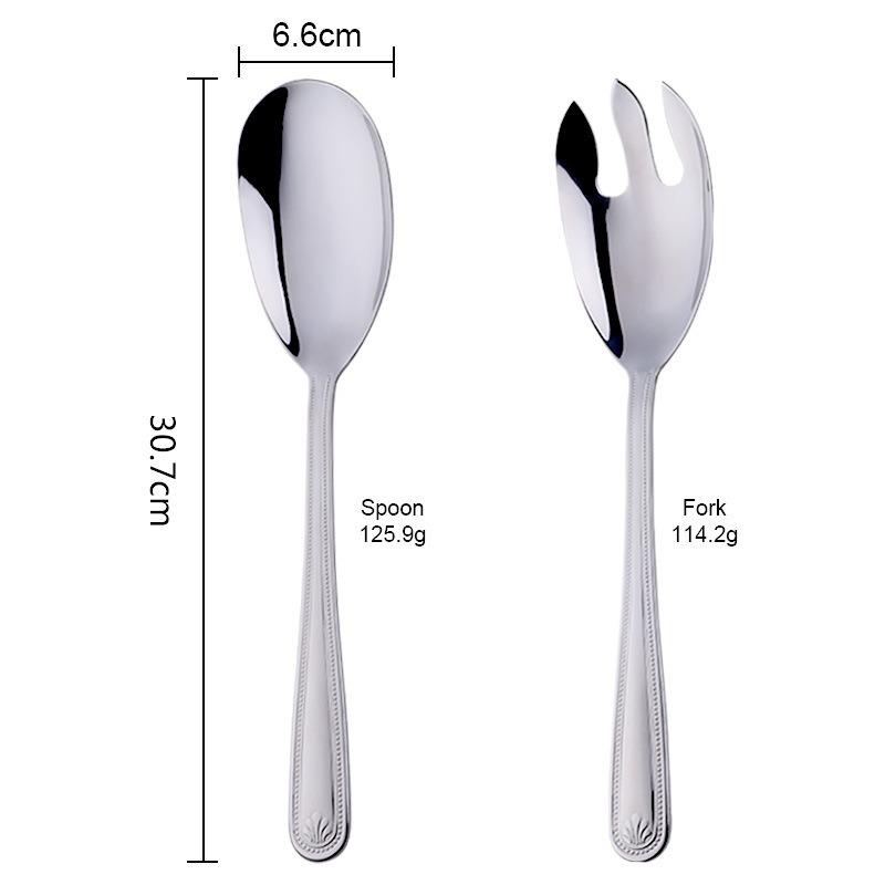 2PCS New Creative Long Handle Stainless Steel Salad Spoon Fork Salad Spoon Fork Western Two-piece Set Public Fork Spoon