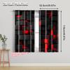 2pcs   2D flat printing Curtains Abstract Cubes Red Black Art Durable Polyester  Without Electricity Versatile Use for polyester