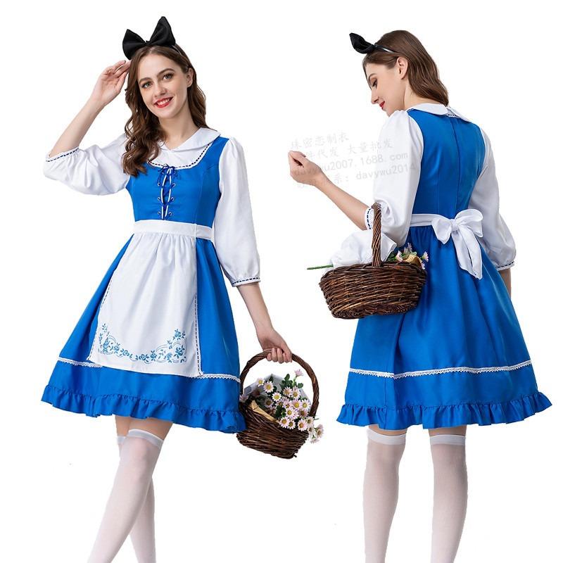 Parent-child medieval civilian clothing women's clothing European maid clothing chef clothing pastoral farm clothing