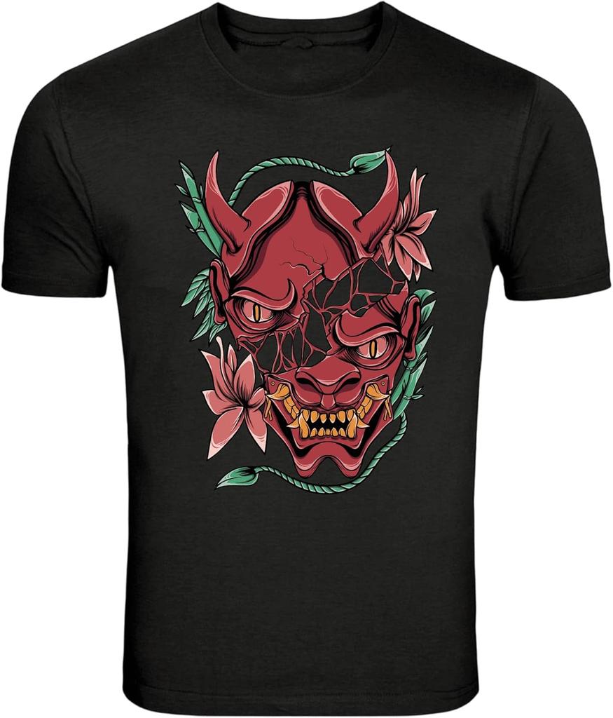 Oni Dämonenmaske Japanisches Horror Grafik T-Shirt