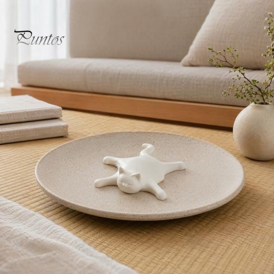 Adorno de Gato para Escritorio Impreso en 3D Figura Derritiéndose, Estatua Plana Perezosa Durmiendo con Acabado Blanco Mate, Diseño Amplio Suave Llamativo Estable